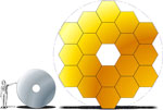 Miroir du JWST comparé au miroir du télescope spatial Hubble