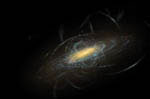 Notre galaxie et les différents courants d'étoiles - Vue d'artiste