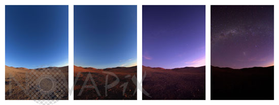 Tombée de la nuit sur le désert d'Atacama, Chili