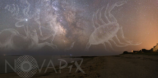 Voie lactée et Jupiter, constellations du Sagittaire et du Scorpion