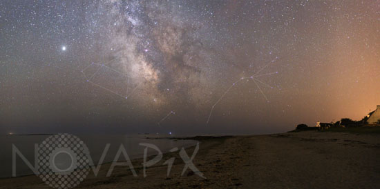 Voie lactée et Jupiter, constellations du Sagittaire et du Scorpion