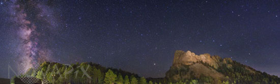 Starry sky over Mount Rushmore