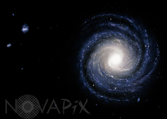 Notre galaxie, et les nuages de Magellan-Vue d'artiste